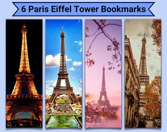 Afdrukbare Parijs Eiffeltoren bladwijzers, leesgrage bladwijzers, cadeau voor boekenliefhebber, esthetische reisbladwijzers, cadeau voor lezer, Canva sjabloon