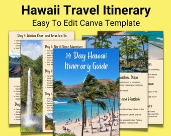 Hawaii Reiseplaner, Reiseplaner Canva Vorlage, Reisegeschenk, anpassbare Reiseplaner, Reise-Checkliste, Hawaii-Urlaubsplaner