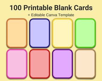 100 cartes vierges colorées imprimables, cartes d'affirmation, cartes de correspondance, affirmations quotidiennes, cartes de manifestation minimalistes, cartes numériques