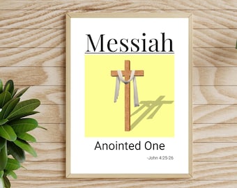 Afdrukbare namen van God Messias kunst aan de muur, namen van Jezus Christus, moderne christelijke minimalistische muurkunst, schattige bijbelvers Wall Art Home Decor