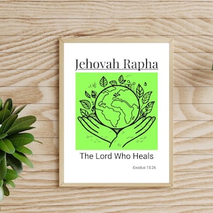 Printable Hebrew Names of God Jehovah Rapha Wall Art, Names of Jesus Christ, Modern Christian Minimalist Wall Art, Bible Verse Home Decor