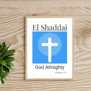 Printable Hebrew Names of God El Shaddai Wall Art, Names of Jesus Christ, Modern Christian Minimalist Wall Art, Bible Verse Wall Home Decor