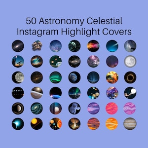 50 Celestial Instagram Highlight Covers, Astronomy IG Icon, Aesthetic Instagram Template Bundle, Social Media, Celestial Clip Art