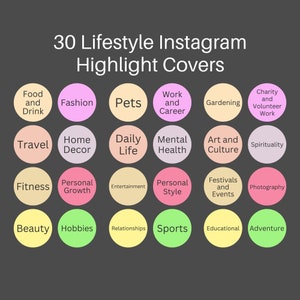 30 Lifestyle Instagram Highlight Covers: IG Story Icons (PNG)
