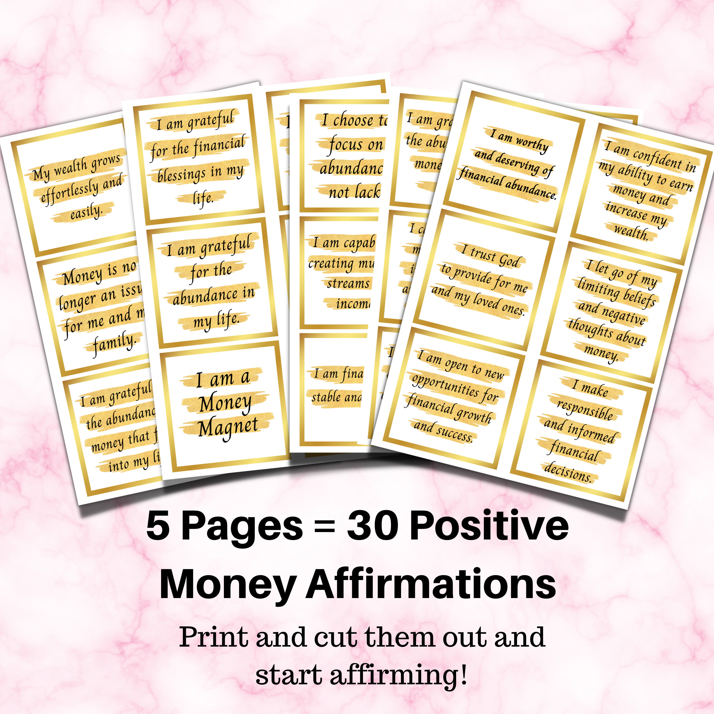 30 Printable Money Affirmation Cards, Financial Abundance & Wealth ...