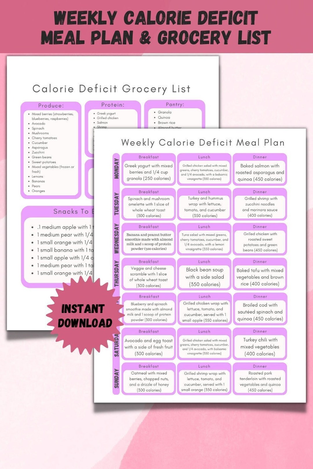 Weekly Calorie Deficit Meal Plan Grocery List Printable Shopping Il 1080xN.4813143359 Hcj5