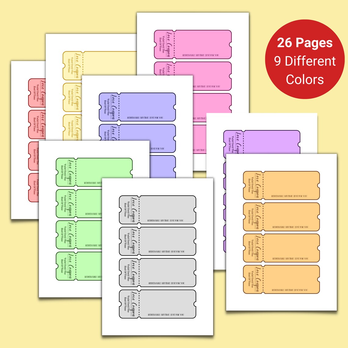 100 Printable Blank Love Coupons for Him and Her, Couple Coupons ...