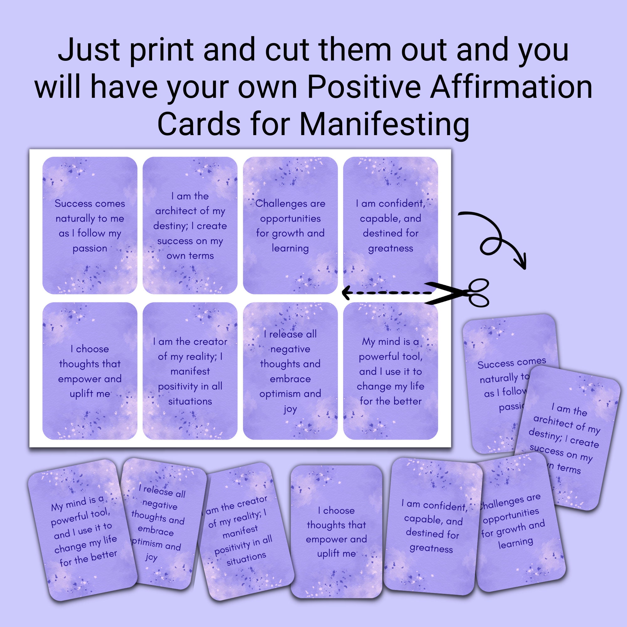 90 Printable Positive Affirmation Cards for Manifesting, Positive ...