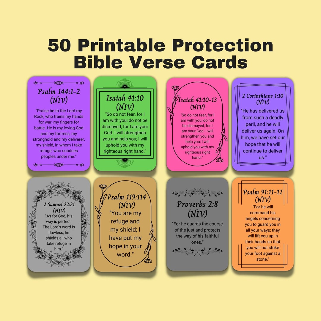 Printable Protection Bible Verse Cards Bible Study Tools Etsy