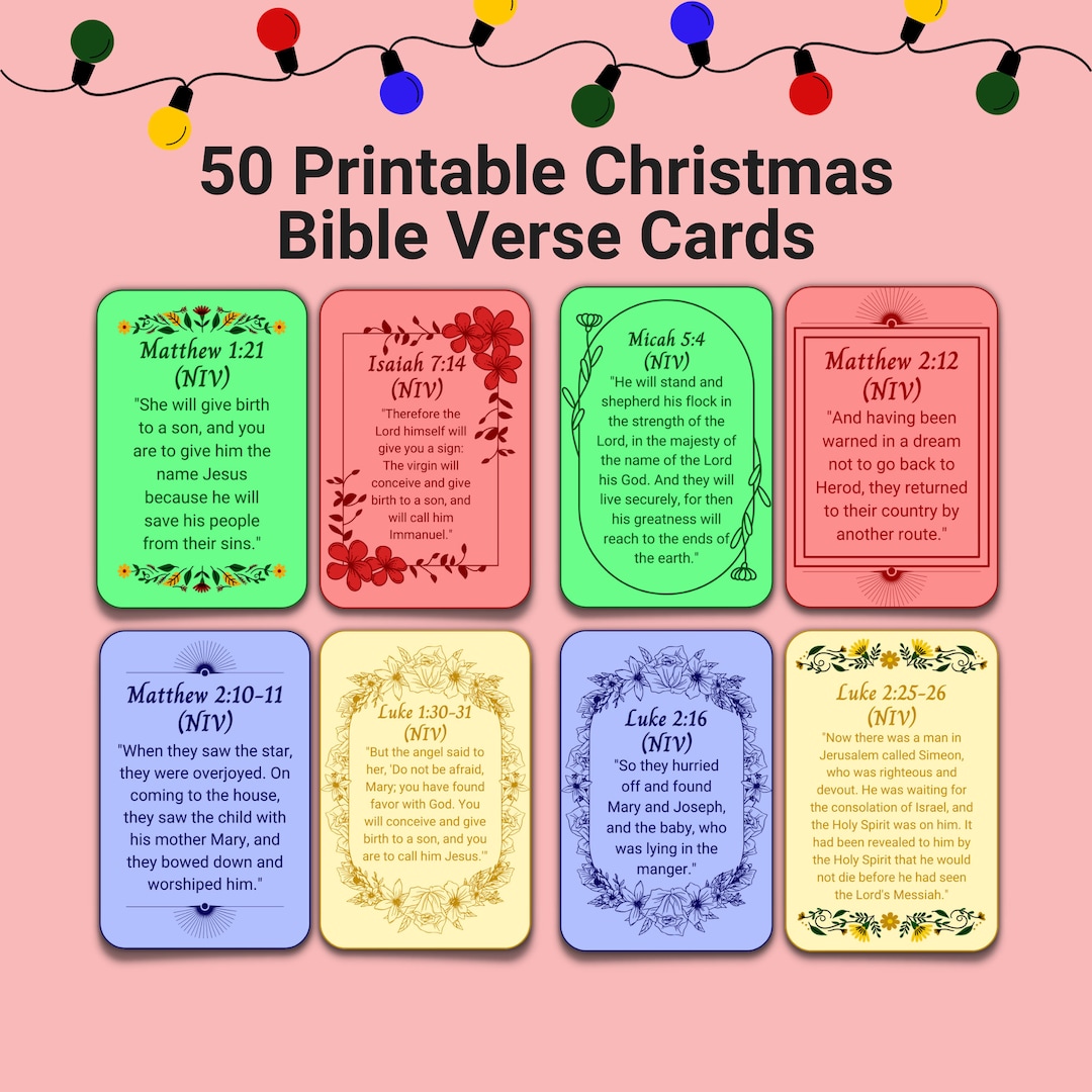 Printable Christmas Bible Verse Cards Bible Study Tools Etsy