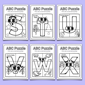 Printable Alphabet Coloring Puzzle Worksheets, Preschool Printables for ...