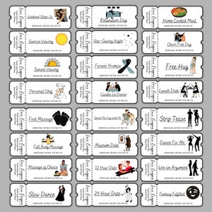100 Printable Love Coupons for Him and Her, Couple Coupons, Valentines ...