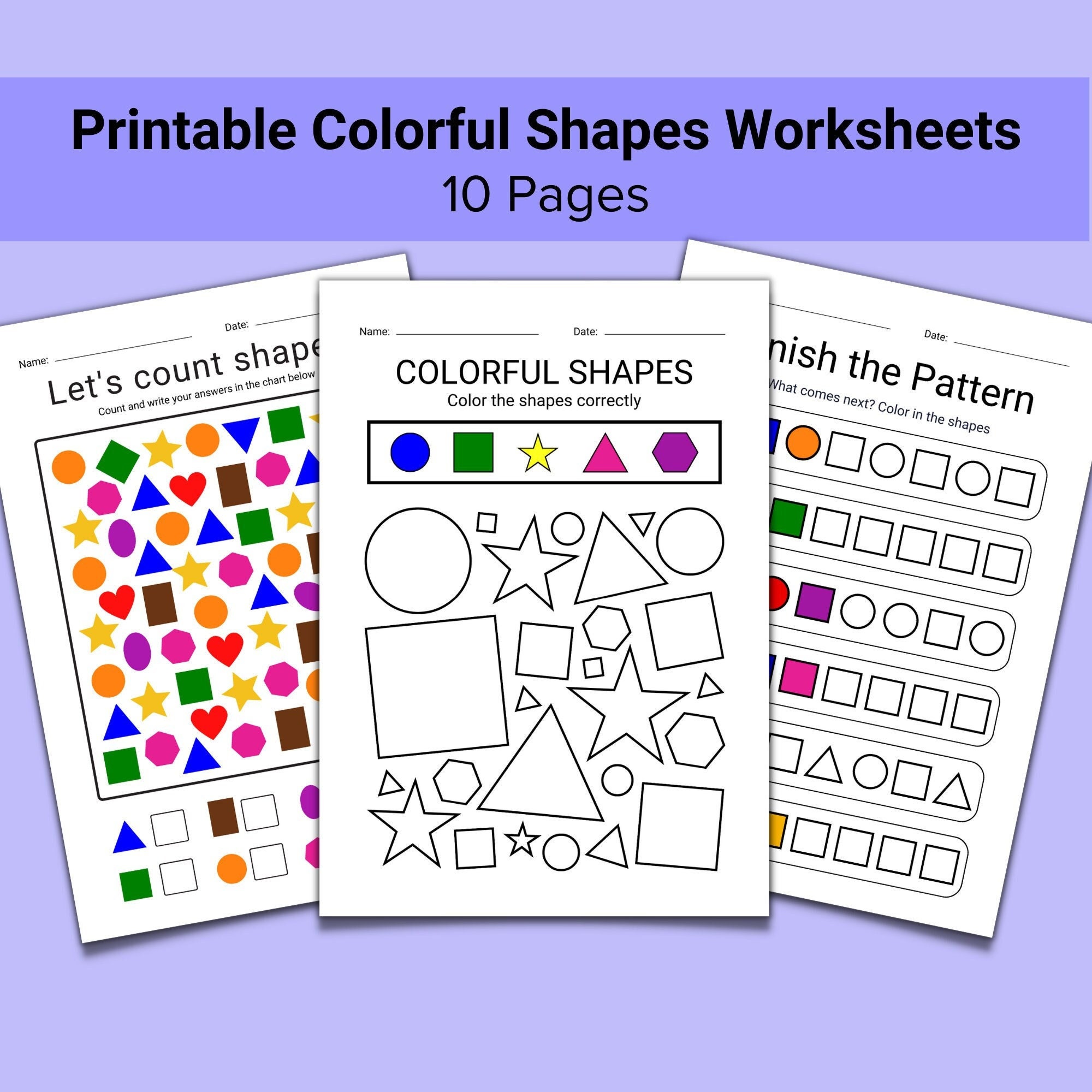 Printable shapes worksheets preschool printables for kids