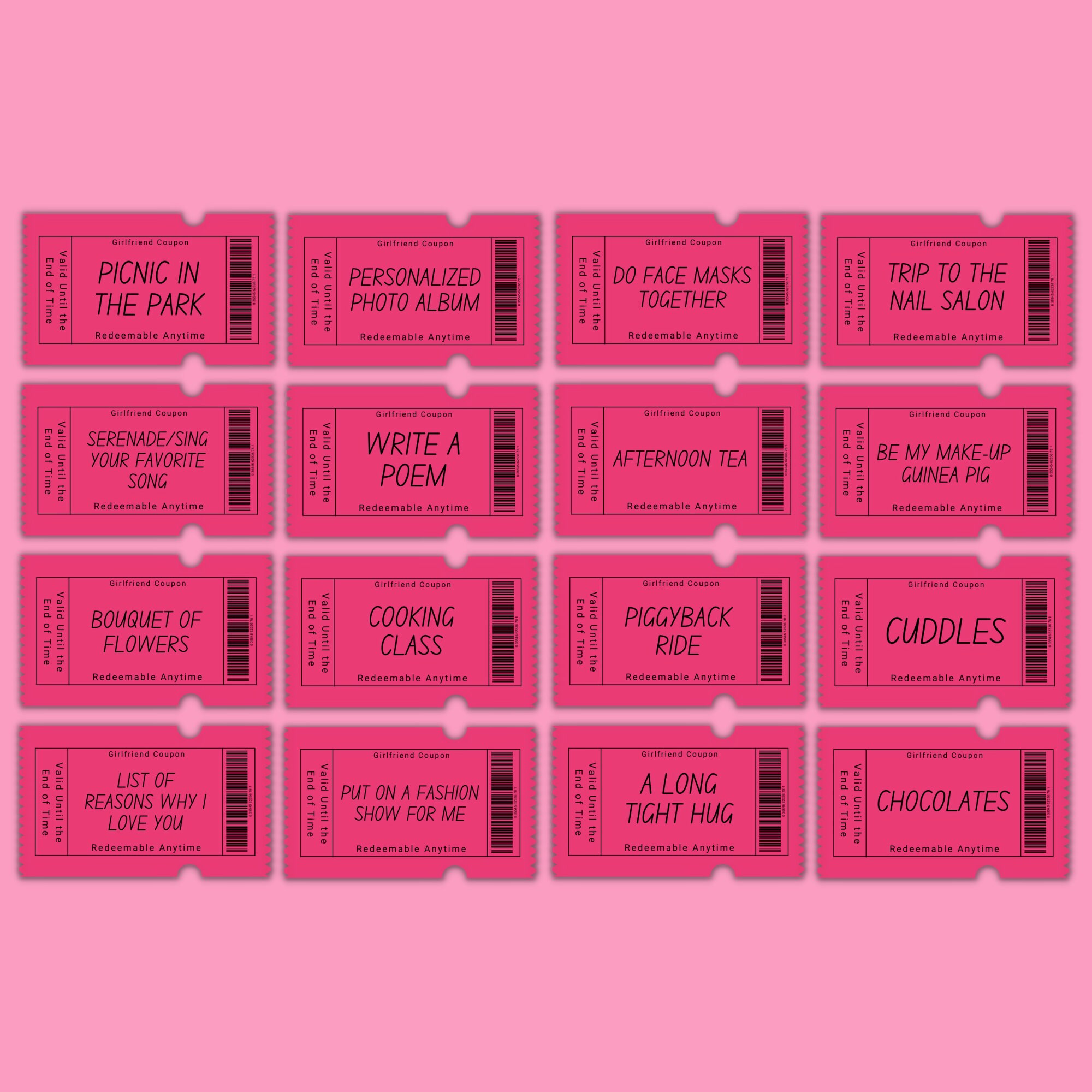 40 Printable Girlfriend Coupons, Wife Coupon Book, Valentines Day Gift ...