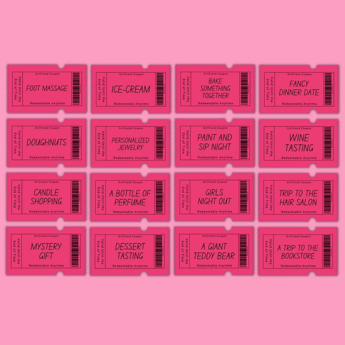40 Printable Girlfriend Coupons, Wife Coupon Book, Valentines Day Gift ...