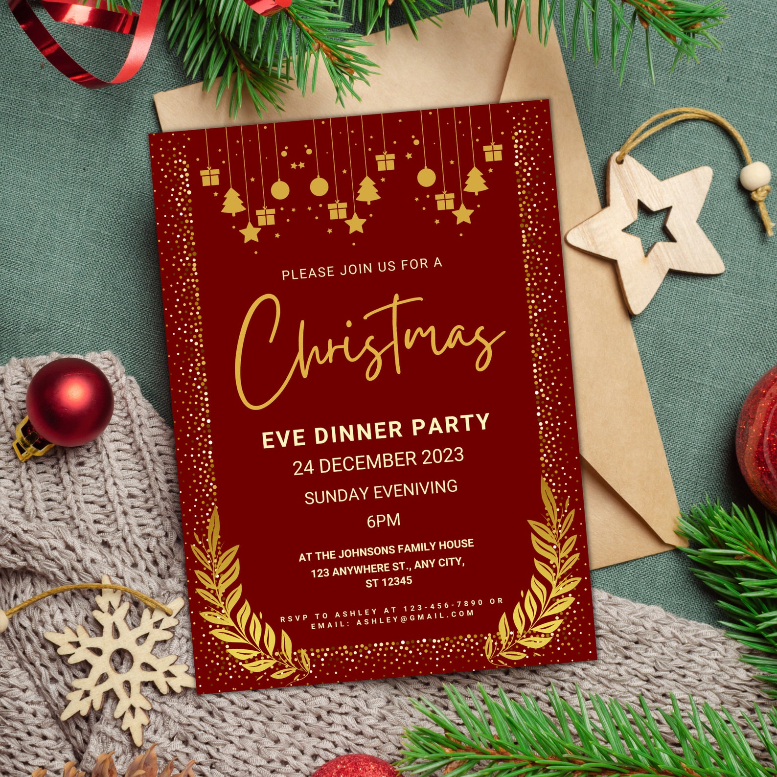 Christmas Eve Dinner Party Invitation Canva Template Printable christmas-eve-dinner-party-invitation-canva-template-printable