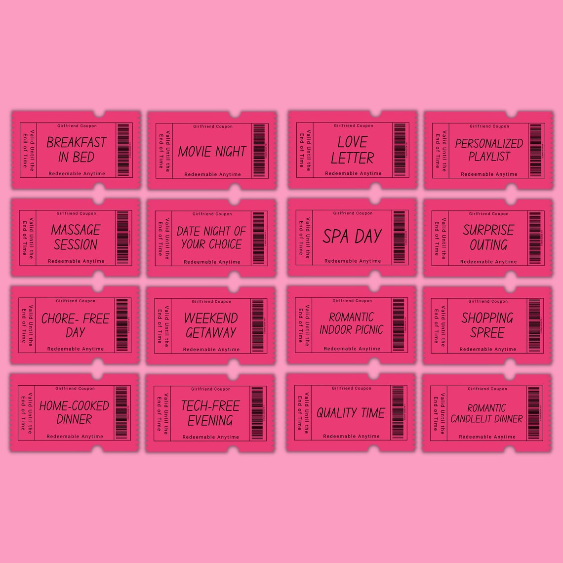 40 Printable Girlfriend Coupons, Wife Coupon Book, Valentines Day Gift ...