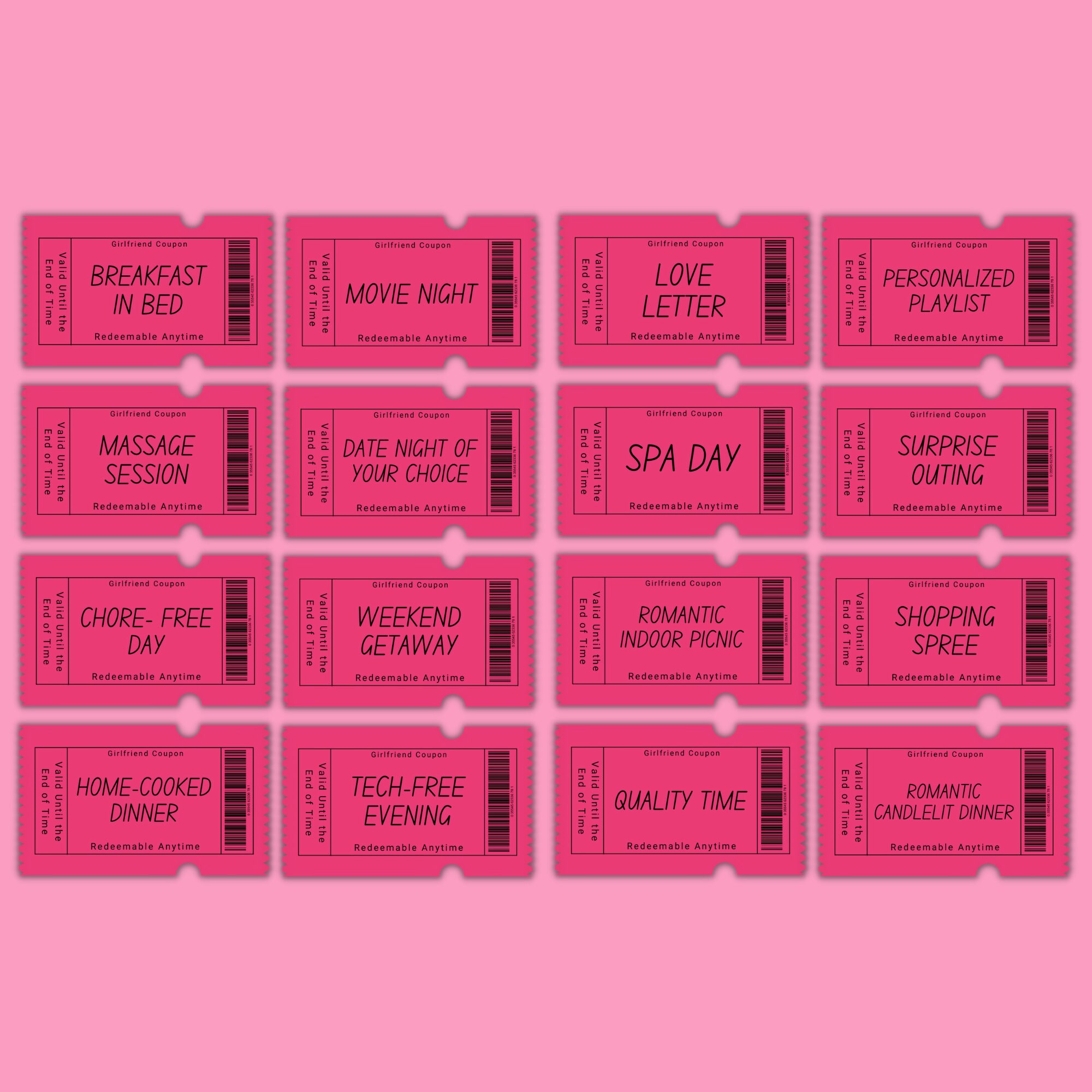 40 Printable Girlfriend Coupons, Wife Coupon Book, Valentines Day Gift ...