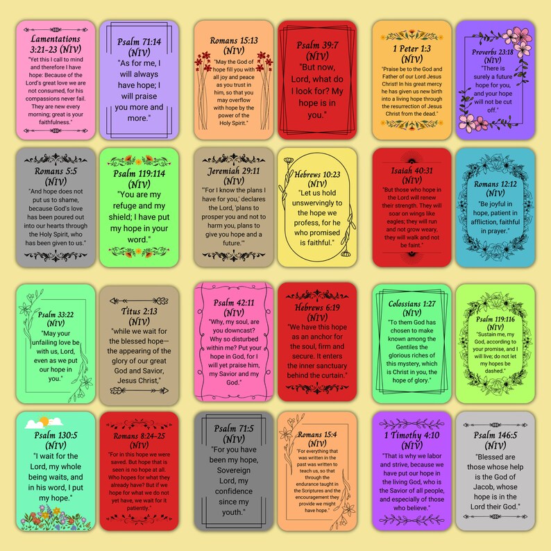 Printable Hope Bible Verse Cards, Bible Study Tools, Memory Verse Flash