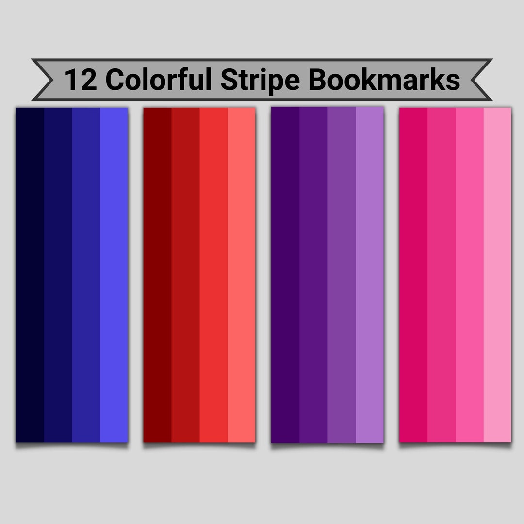 Printable Colorful Stripe Bookmark Set, Cute Simple Bookish Bookmarks ...