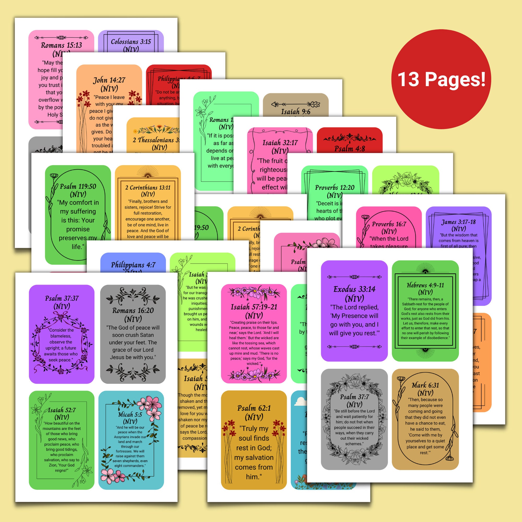 Printable Peace Bible Verse Cards, Bible Study Tools, Memory Verse ...
