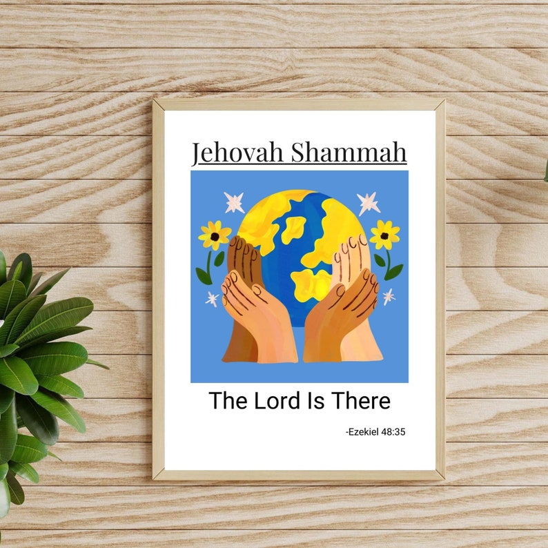 Printable Hebrew Names of God Jehovah Shammah Wall Art, Names of Jesus Christ, Modern Christian ...