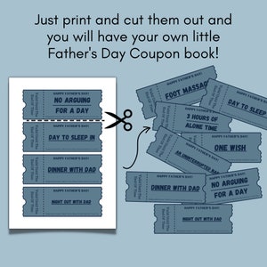 50 Printable Fathers Day Coupons, Dad Coupon Book, Fathers Day Gift ...