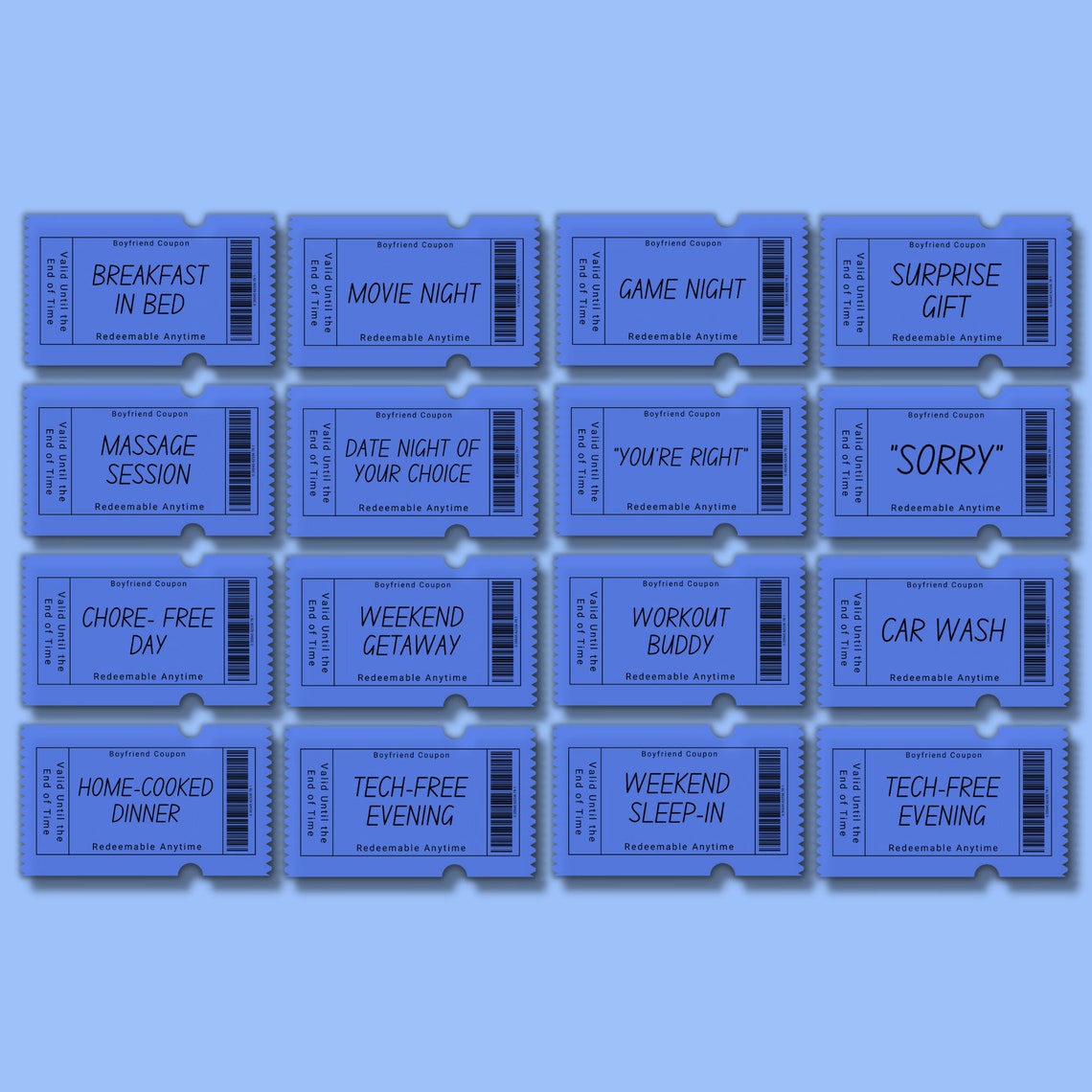 40 Printable Boyfriend Coupons, Husband Coupon Book, Valentines Day ...