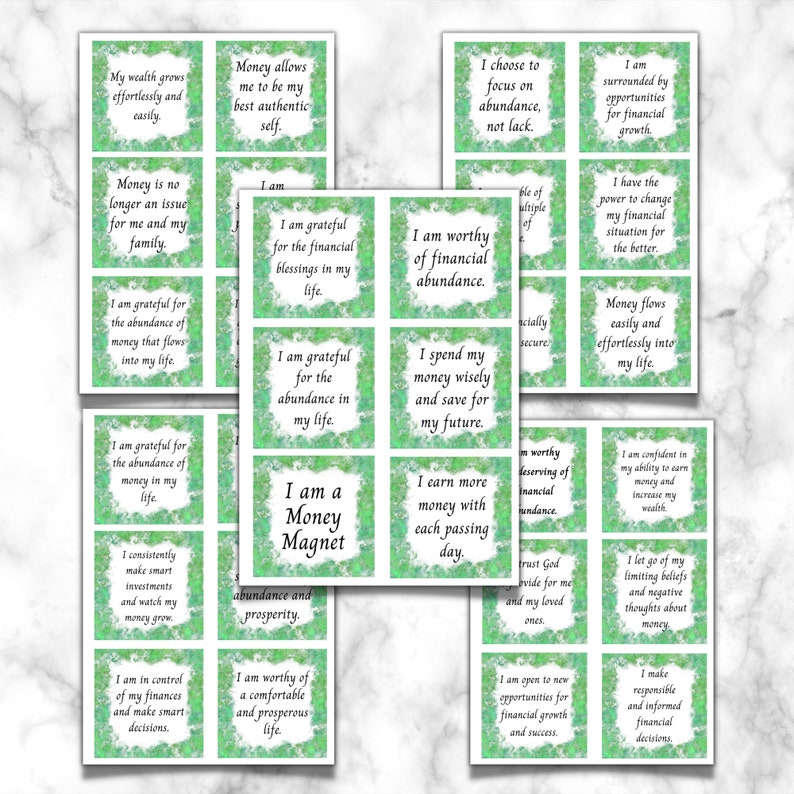 30 Printable Money Affirmation Cards, Financial Abundance & Wealth ...