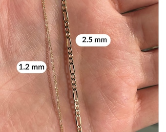 14k Solid Figaro Chain  Necklace / Dainty Gold Chain Necklace / Gold Chain Necklace /Gift For Her