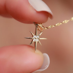 14K Solid Gold North Star Necklace / Minimalist North Star Pendant / Dainty Gold Necklace /Valentines Day Gift/Gift For Her/Handmade jewelry