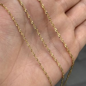 Collar de cadena Singapur de oro de 14 quilates/Cadena de rol de oro/Gargantilla de cadena torcida Singapur