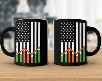 Stock Trader American Flag Funny Day Trading Coffee Mug - Perfect Gift for Stock Market Investors, Day Traders, Crypto, Gift for Dad