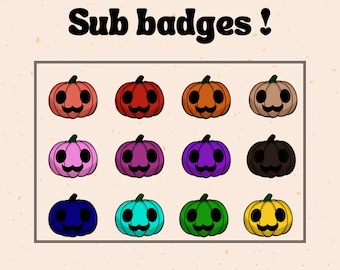 Pumpkin Sub Badges for Twitch | Halloween Stream Badges (Digital File)