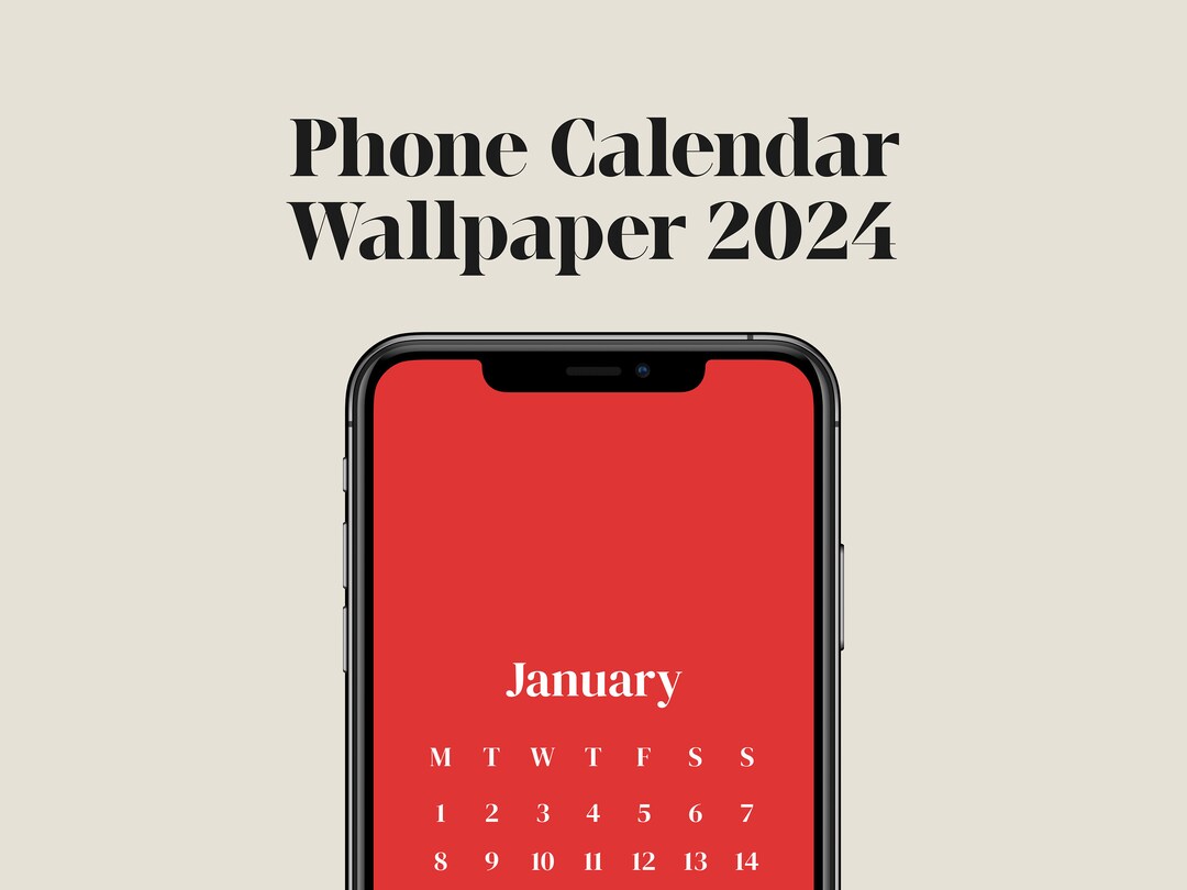 2024 Monthly Minimalist Phone Calendar Wallpaper Phone Etsy