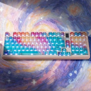Nebula Rainbow Frosted PC Keycaps, Cherry Profile, 119 Keys, UV Printed, MX Switches