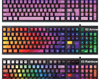 Mechanical Keyboard Sticker | PC Vinyl Decals Skin | Desktop Keyboard Sticker - Gradient Rainbow