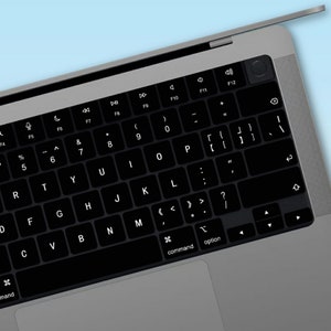 Black background white text MacBook keyboard Stickers | MacBook Air Vinyl Key’s Skin| Keyboard key&#39;s individual Sticker|MacBook M1