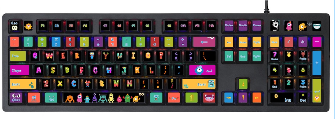 Monster Key Board Layout Monster Pirate Mechanical Keyboard Stickers: 3M Vinyl Decals - Etsy