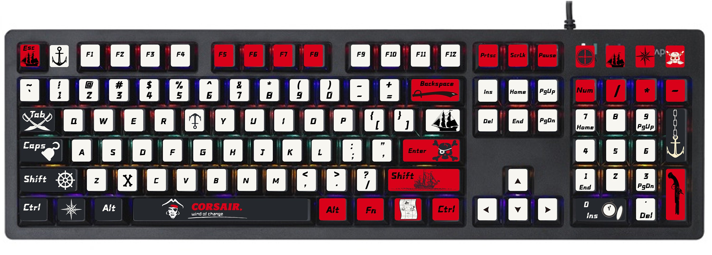 Monster Key Board Layout Monster Pirate Mechanical Keyboard Stickers: 3M Vinyl Decals - Etsy