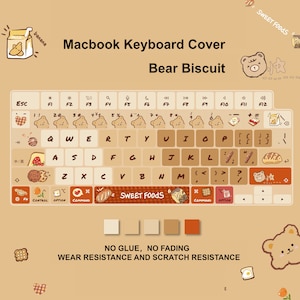 MacBook keyboard Cover | Bear Biscuit | Keyboard Silicon Cover | Keyboard Skin | MacBook Air | Laptop Keyboard Skin