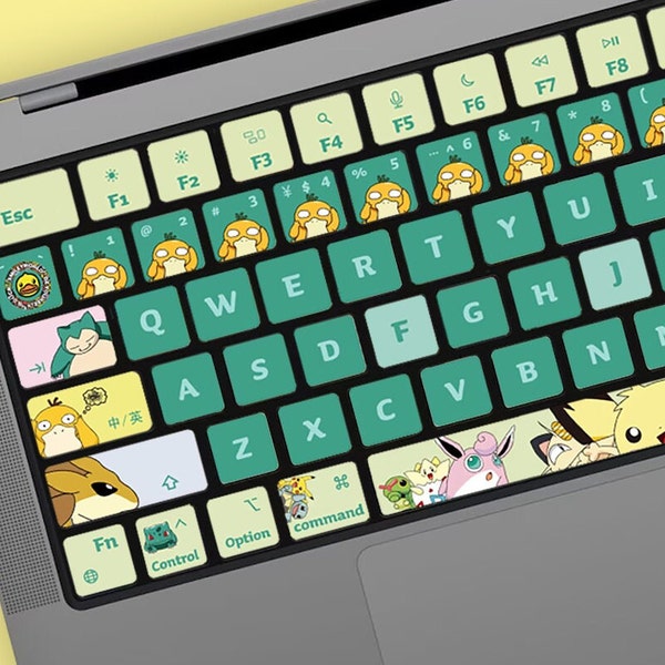 Stickers clavier MacBook thème Pikachu | Skin pour clé en vinyle pour MacBook Air | Sticker individuel pour touche de clavier|Accessoires pour puce pour MacBook M1