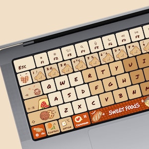 MacBook keyboard Stickers Bear Bakery | MacBook Air Vinyl Key’s Skin| Keyboard key&#39;s individual Sticker|MacBook M1 Chip Accessories