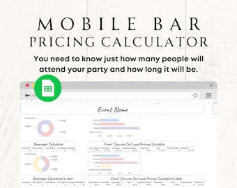 Mobile Bar Pricing Calculator Alcohol For Wedding Calculator Mobile Bartender Beverage Calculations Event Google Sheet  Profit Margin