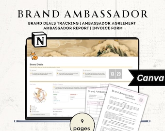 Brand Ambassador Kit Brand Deals Notion Template Marketing Collaborations Tracker UGC Template Brand Ambassador Contract Influencer Bundle