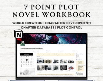 Worldbuilding Notion Template for Writer Story plotting workbook 7 Point Plot Outline Guided Workbook Digital Novel Planner NaNoWriMo Author