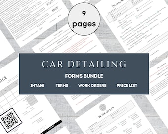 Car Detailing Premium Forms Vehicle Detailing Pricing Form Auto Detailing Business Work Order Template Professional Car Wash Forms Car Care