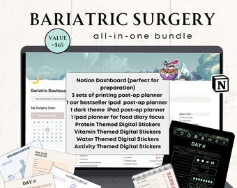 Bariatric Surgery Bundle Bariatric Digital Planner Gastric Bypass Gastric Sleeve Tracker Weight Loss Vsg Journal Weight Loss Notion