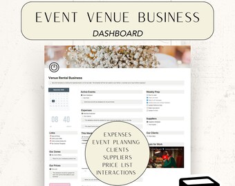 Event Space Rental Business Management Notion Template Event Planner Business Coffeeshop Rental Venue Spreadsheet Notion Rental Management
