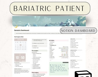 Bariatric Surgery Planner Notion Weight Loss Surgery Prep Notion Dashboard Weight Loss Tracker Notion Bariatric Meal Planner Vsg Notion